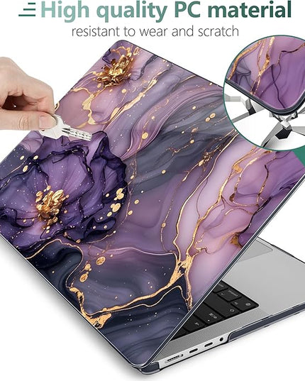 DONGKE Case for M5 MacBook Pro 14 inch 2025 2024-2021 M4 M3 M2 M1, Plastic Hard Shell Cover Compatible with A3434 A3112 A3401 A3185 A2992 A2779 A2442, Retina XDR Display & Touch ID, Purple Hydrangea