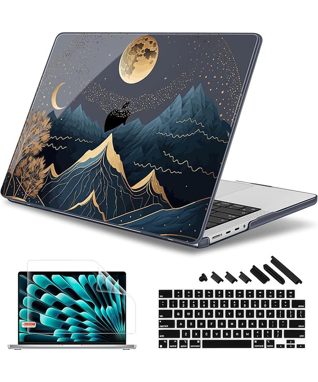 May Chen Case for MacBook Pro 14 inch, Models A2442 A2779 A2918 A2992 A3401 A3185 A3112 A3434, M1 M2 M3 M4 M5 Chip (2021-2025 Release), Plastic Hard Shell Case with Keyboard Cover, Starry Mountain