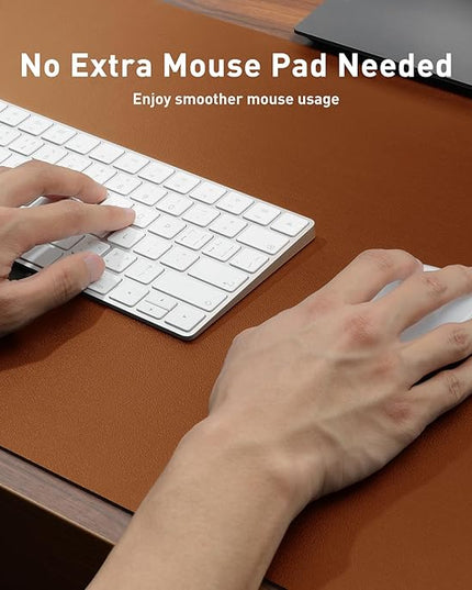 Aothia Leather Desk Pad Protector, Mouse Pad, Office Desk Mat, Non-Slip PU Leather Desk Blotter, Laptop Desk Pad, Waterproof Desk Writing Pad for Office and Home (Brown,31.5" x 15.7")