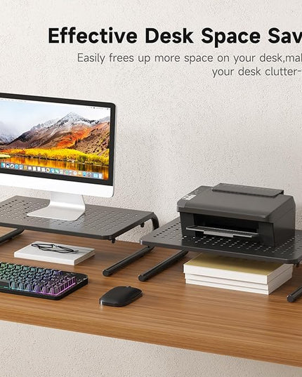 suptek Monitor Stand Riser for Computer,Laptop,Printer, Notebook and All Flat Screen Display with Vented Metal Platform and 4 Inches Height Underneath Storage (MST004-2)