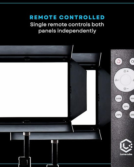 Lume Cube Studio Panel 2-Point Lighting Kit | Edge Lit LED Bicolor Light Panels 3200k - 5600k | Rechargeable Lithium Battery, Adjustable Color, Brightness, 70" Stands, Wireless Remote Included