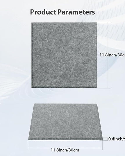12 Pack Acoustic Panels Self Adhesive Sound Proof Foam, High Density Sound Acoustic Panel, 12X12X0.4 Inch Square Panels in Home, Office, Reccording Room, Studio,and more(Moonlight Grey)