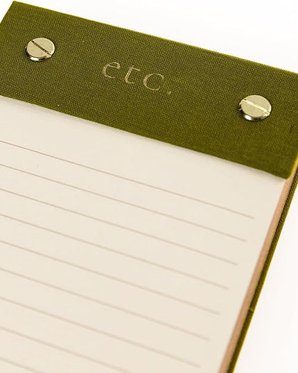 Graphique Post-Bound List Pad Luxe Collection, Perforated Sheets To-Do Notepad, Hardcover Binding, Gold Foil Embossing, 100 Pages, 4” x 9.75”, Olive Green