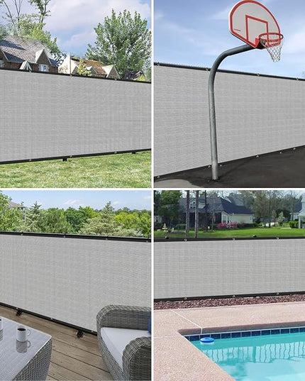 Windscreen4less Privacy Fence Screen Heavy Duty Windscreen Fencing Mesh Fabric Shade Net Cover with Brass Grommtes for Outdoor Wall Garden Yard Pool Deck, 6'x252' Light Gray