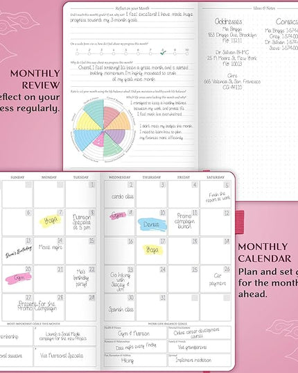 Legend Planner Hourly Schedule Edition – Deluxe Weekly & Daily Organizer with Time Slots. Time Management Appointment Book Journal for Work & Personal Life, Undated, A5 Hardcover – Hot Pink, Gold Foil