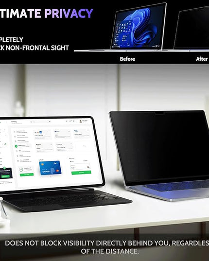 Peslv Privacy Screen for 13.5 Inch Surface Book 3/2/1, MagicSuction™ Removable Anti Spy Black Protector, Glare Blue Light Filter for Microsoft Laptop Computer Monitor