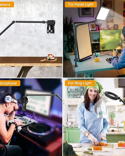 VIJIM LS08 Flexible Overhead Camera Mount Desk Stand, Webcam Stand Microphone Boom Arm Tabletop Photography Videography Live Stream Table clamp Mount