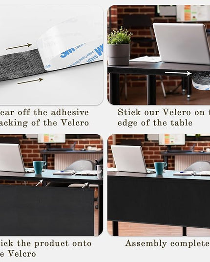 Under Desk Privacy Panel Self-Adhesive Modesty Panel Stand Up Desk Modesty Panel for Home Office or Standing Workstation, Black (60" Black)