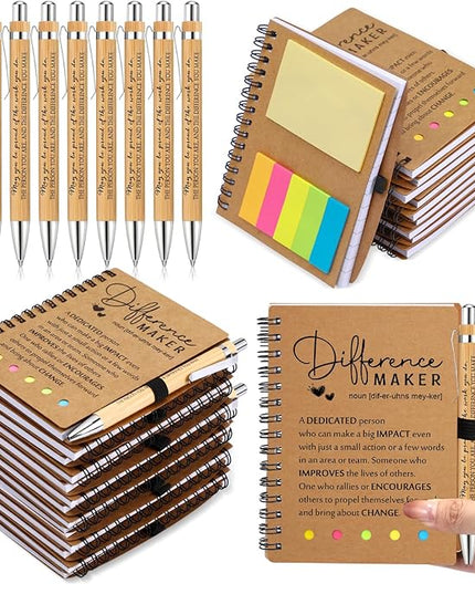 Jetec Inspirational Notebooks Bulk Spiral Notebook with Sticky Notepad Motivational Pens Valentines Day Gifts for for Employee Coworker Nurse Staff Teacher Nurse Volunteer(12 Sets,Difference Maker)