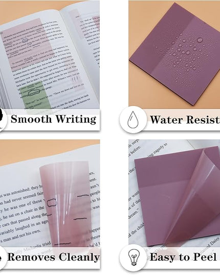 Transparent Sticky Notes, 3"x3" Clear Sticky Notes, Waterproof Translucent Sticky Note Pads for Books Annotation, Clear Post it Notes for Bible Study, School, Office