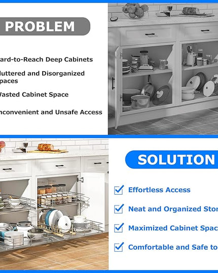 WelFurGeer Soft Close Slide Out Cabinet Shelf, 20" W x 22" D Pull Out Drawers for Kitchen Cabinets, Kitchen Shelf Organizer, Cupboard Organizers and Storage, Under Cabinet Pull Out Shelves