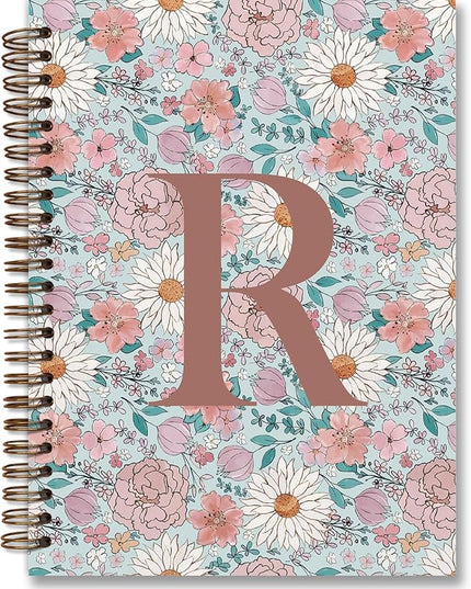 Vintage Floral Personalized Notebook, Initial Letter R Notebook Journal ,Vintage Flower Notebook for Work School Office Supplies,,Monogrammed Notebook for Women Teen Girl,Back to School Supplies 5.5 x 8.3