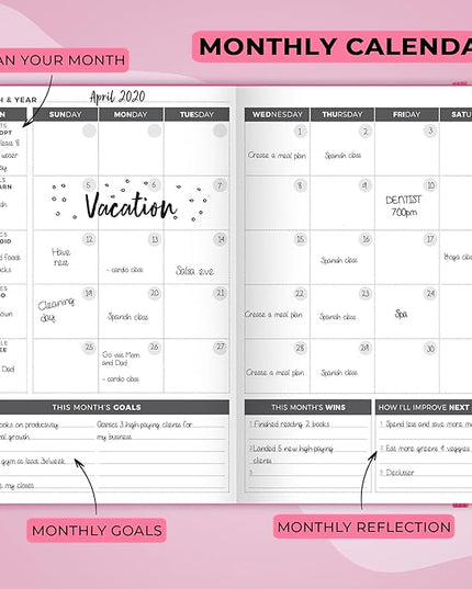 Clever Fox Planner – Undated Weekly & Monthly Planner for Productivity, Time Management & Goals – Organizer Journal – A5 (Hot Pink)