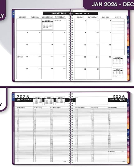 Ensight 2026 Appointment Book and Planner 8.5" x 11" Large Hourly Weekly Daily Schedule Book with Tabs, 15 Minute Time Slots, Purple Calendar Organizer Jan 2026–Dec 2026 Appointment Planner - Purple