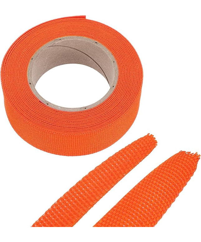 MECCANIXITY Braided Cable Sleeves Heat Shrinkable Fabric Sleeving, 7/8" 16ft Orange 2:1 Ratio Heat Shrinkable Cord Protector for Harness Cable, Network Cable Protection, Cable Management