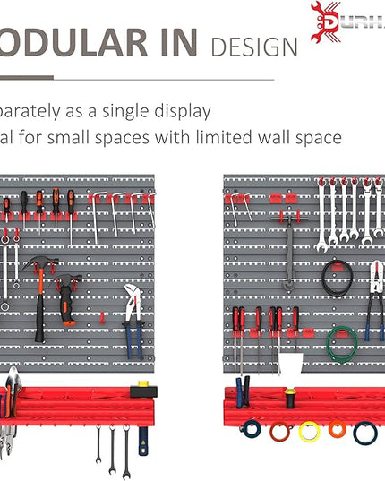 DURHAND 54 Piece Pegboard and Shelf Tool Organizer Wall Mounted DIY Garage Storage with 50 Hooks