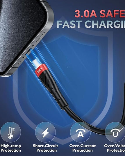 OIITH USB C Cable, USB A to USB C 3A Fast Charging (3FT 3Pack) Phone USB Type-C Charge Cable Android Charge Cord USB C Charger Cable for iPhone 15 Plus/Pro/Pro Max/Samsung/Pad/Laptop/LG/-Red