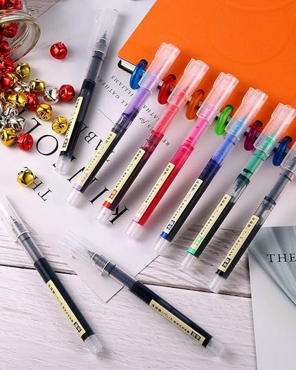 Frienda 12 Pieces Rolling Ball Pens 0.5 mm Japanese Quick Drying Fine Point Pens Liquid Ink Smooth Writing for Office Student Back to School Supplies(Classic Colors)