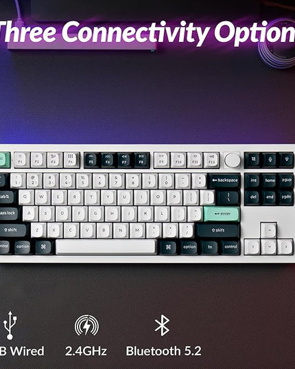 Keychron Q3 HE Wireless Custom Mechanical Keyboard, 2.4 GHz/Bluetooth/Wired QMK Rapid Trigger 80% TKL Hot-Swappable Programmable RGB Gateron Double-Rail Magnetic Switches for Mac Windows, Shell White