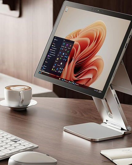 Kensington Elevated Stand Adjustable for Surface Stand for Desk, on-Skid Tablet Holder Designed for Surface Pro, Silver (K58277WW)