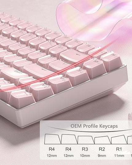 Womier Keyboard Keycaps - Jelly Keycaps Pink 60 75 100 Percent, Crystal Shine Through Custom Cute Key caps Set, 118 Keys OEM Profile for 61/68/84/87/98/100 Cherry Gateron MX Mechanical (Backlit Pink)