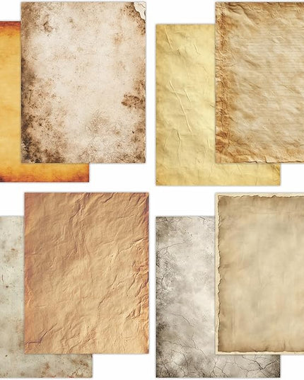 PARTH IMPEX 56 Sheets Vintage Writing Paper 8.5x11 - Letter Size Stationery Rustic Old Looking Letterhead Printer Paper - 120gsm Thick Decorative Antique Aged Double-sided Design