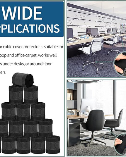 WILLBOND Carpet Cord Cover Cable Protector Floor Cover Cable Protector Management Only for Commercial Office Carpet(147.64 ft,Black)