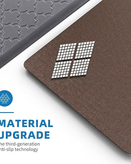Kitchen Mats for Floor 2 Piece - Anti Fatigue Mats for Kitchen Floor - Non Slip Cushioned Rugs for Standing, Office, Sink, Laundry, Grey