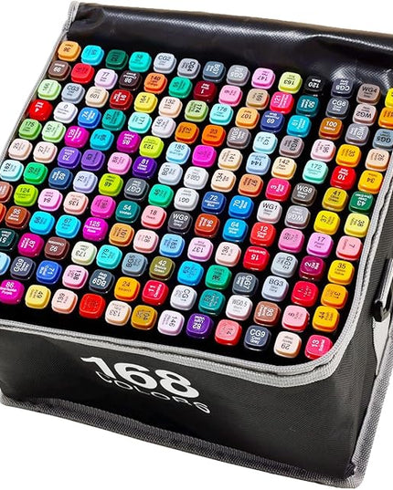 168 Colors Alcohol Markers, Dual Tip Permanent Art Markers with Black Suitcase, For Adults Coloring, Sketching, Card Making and DIY Patinting