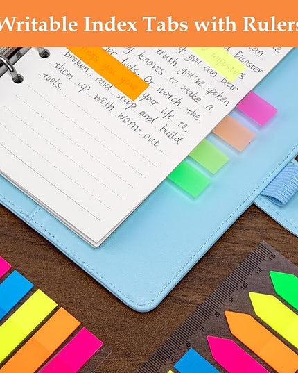 Antner A6 Refill Paper Planner Inserts for A6 6 Ring Notebook Binder, 135 Sheets Lined Filler Paper, 3 Binder Pockets & 10 Dividers & 160PCS Neon Sticky Tabs for Refillable Personal Planners Journals