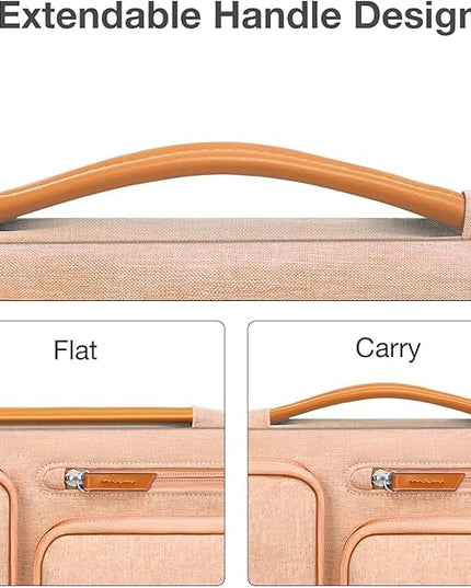 MOSISO 360 Protective Laptop Case 13.3 inch, 13-13.3 inch Laptop Sleeve Compatible with MacBook Air/Pro 13 / Pro 14,HP Dell Acer ASUS,Side Open Carrying Case with 4 Zipper Pockets&Handle, Peach Fuzz