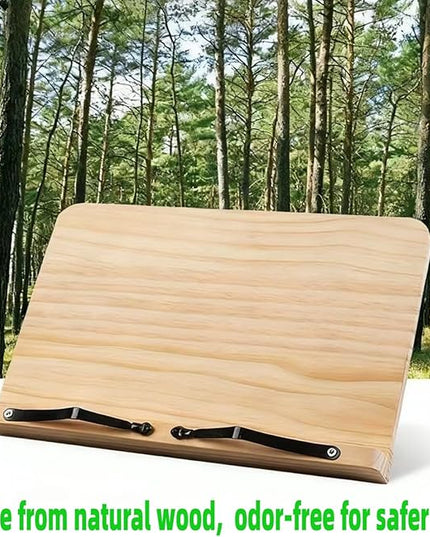 Reading Rack Wooden Bookshelf - Book Stand Foldable with 8 Adjustable Positions and Page Clips,Suitable for cookbooks、iPads、laptops、Sheet Music、and Reading Stands(15x11.4inch)