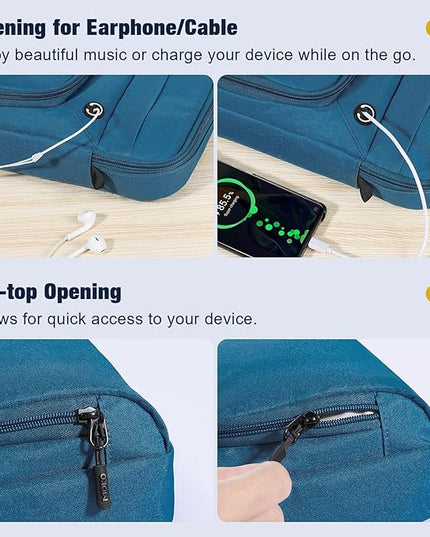 MoKo 9-11 Inch 360° Protective Tablet Sleeve Bag, Fits 11 inch iPad Air M3, iPad A16 2025, Pro 11 M5, iPad 10/9/8/7th, Tab S8/S9 11, Multifunctional Bag with Shoulder and Headphone Port,Peacock Blue