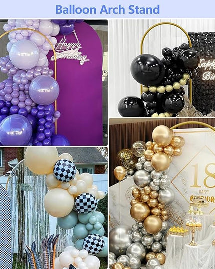 6 ft Arch Backdrop Stand, Wedding Arch Frame, Stable Metal Background Stand with Square Base Ground Nails, for Birthday Party Baby Shower Garland Decoration, Gold