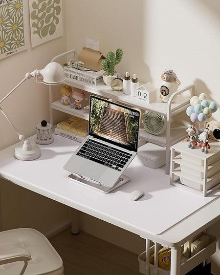 Aothia Faux Leather Desk Mat – Large Mouse Pad, Non-Slip PU Leather Blotter, Waterproof Writing Surface for Office and Home (Pale Lavender White, 47.2" x 23.6")