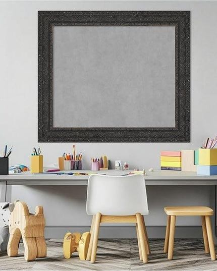 Amanti Art Black Framed Magnetic Board 25x29 Medium Vision Board for use with Magnets, 100% Metal Sheet to Display Items as Office Decor or for Home Organization in mudroom, Kitchen or Kids Room