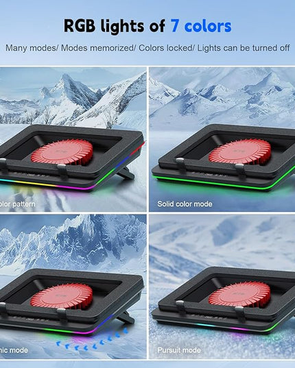 IETS GT600 RGB Laptop Cooling Pad Equipped with Gigantic Turbo-Fan（5.5inch Diameter）,Sealed Foam for Rapid Cooling Gaming Laptop,14.1-19.3 inch Laptop Cooler with 3-Port USB Hub,Dust Filter