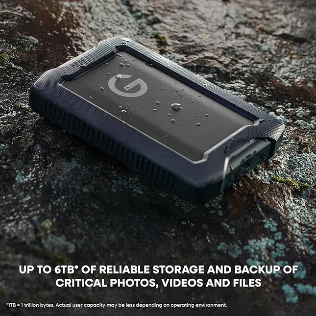 SanDisk Professional 6TB G-Drive ArmorATD - Rugged, Durable Portable External Hard Drive HDD, USB-C, USB 3.2 Gen 1 - SDPHE1G-006T-GBAND