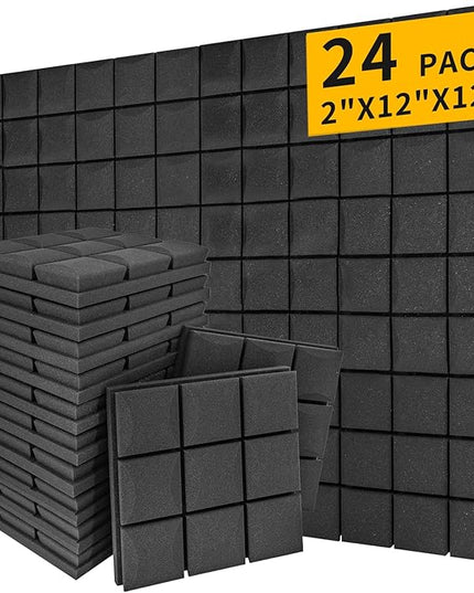 Sound Proof Foam Panels For Walls, High-Density sound proof panels for walls, Acoustic panels sound absorbing for Noise Absorbing Canceling (24 Pack Mushroom, 2x12x12 Inches)