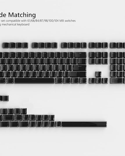Womier Keycaps - Black Jelly Keycaps, Crystal Shine Through Custom Key caps Set 60% 75% 100% Percent, 130 Keys OEM Profile for 61/68/84/87/98/100 Cherry Gateron MX Mechanical (Black)