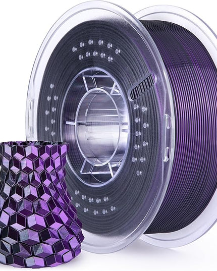ELEGOO Silk PLA Filament 1.75mm Dual Color Black Purple 1KG, Shiny 3D Printer Filament Dimensional Accuracy +/- 0.05mm, 1kg Spool(2.2lbs) Fits for Most FDM 3D Printers