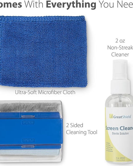 Universal Screen Cleaning Kit, Microfiber Cloth + 2 Sided Brush + Non-Streak Solution Spray [for TV, Laptops, PC Monitors, Smartphones, Tablets, Camera, Keyboard and Other Electronics]