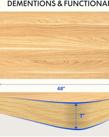 FLEXISPOT One-Piece Electric Standing Desk, 48 x 30 Inches Adjustable Desk with Seamless Desktop, Memory Controller Height Adjustment (White Frame + Maple Desktop, 2 Packages)