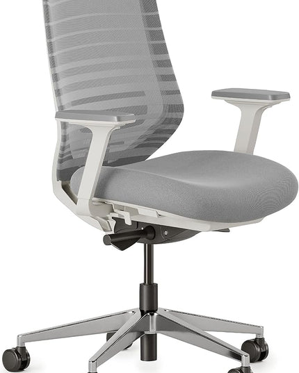 Branch Ergonomic Chair - A Versatile Desk Chair with Adjustable Lumbar Support, Breathable Mesh Backrest, and Smooth Wheels - Experience Optimal Comfort and Support - Pebble - White