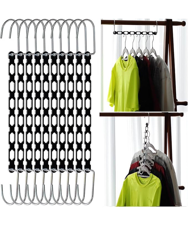 Space Saving Hangers for Clothes, 10 Pack Hanger Organizer Space Saver, Magic Metal Collapsible Closet Organizers, Multiple Hangers in One, College Dorm Room Essentials (V2.0)