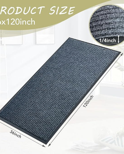 Front Door Mat,3'x10'Indoor Outdoor Door Mat,Heavy Duty Welcome,Commercial Floor Mats Inside Outside Entrance, Waterproof All-Season, All-Weather Non Slip Backing Doormat for Entryway,Dark Gray