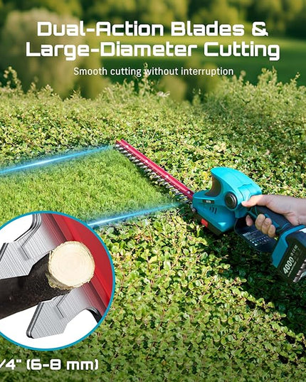 SEESII Electric Chainsaw Trimmer Pruner: 3-in-1 Cordless Chainsaw, Hedge Trimmer, Pruning Shears with 2× Rechargeable 4000mAh Batteries, Garden Tool Kit for Tree Trimming and Branch Cutting