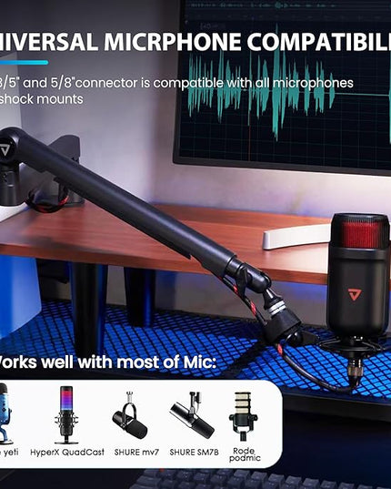 THRONMAX Twist S6 Microphone Boom Arm, Low Profile Mic Stand with Cable Management,Desk Clamp, Versatile Mounting, All-Metal and Fully Adjustable Mic Arm for Streaming, Gaming, Home Office,Universal