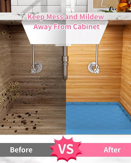 Sdpeia Under Sink Mat 22"×14" Waterproof Silicone Cabinet Liner & Sink Protector for Kitchen & Bathroom, Multi-Purpose Organizers Tray for Pets, Laundry, Cat Litter Mat
