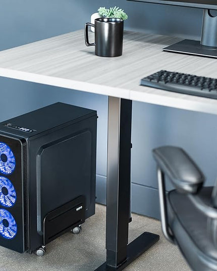 VIVO Computer Mid-Tower Case, CPU Steel Rolling Stand, Adjustable Mobile Cart Holder with Locking Caster Wheels, Black, CART-PC01